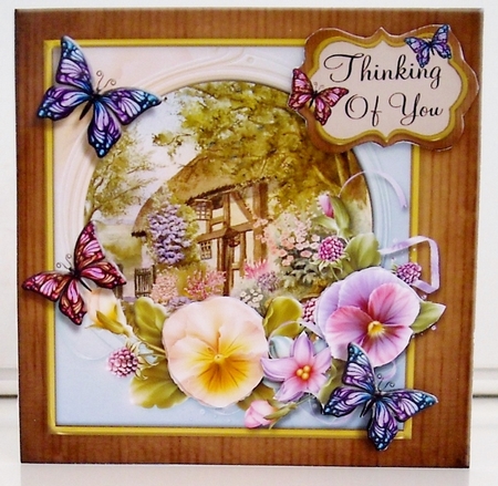Pansy and Butterfly Cottage Various Occasions Square Topper by Pam Stubley