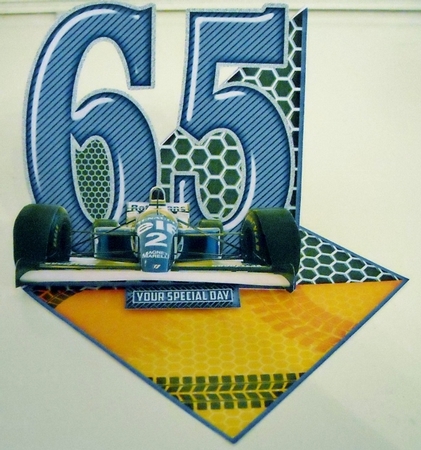 Vintage Easel 65th formula one Birthday Card Kit 1179 by Pam Stubley