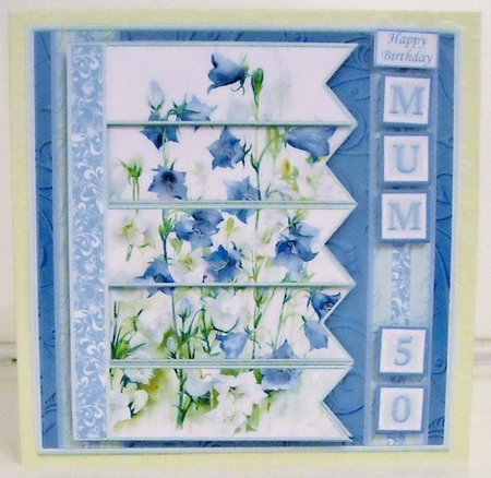 BLUE FLORAL BELLS 7.5 Alphabet and Age Quick Card Kit Create Any Name by Pam Stubley