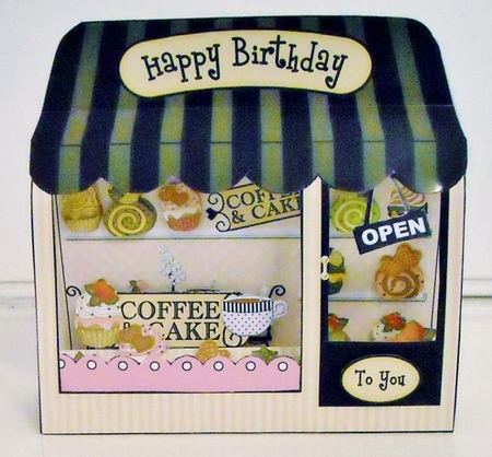 3D Shoppe Window Pop Up Card Kit -  Beans & Cream Coffee & Cake Shop by Pam Stubley