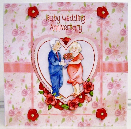Beautiful Ruby Wedding quick 8 x 8 card front by Pam Stubley