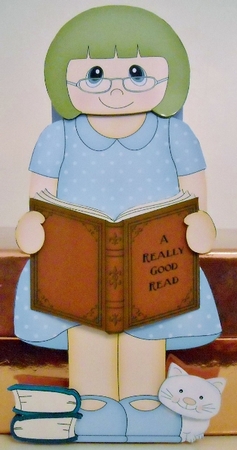 3D On the Shelf Card Kit - Older Lady Renee is Reading a Good Book by Pam Stubley
