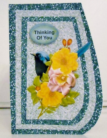 Bird in flowers shaped card by Pam Stubley