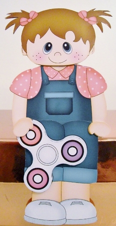 3D On the Shelf Card Kit - Cute Little Toddler Juliette has a Fidget Spinner by Pam Stubley