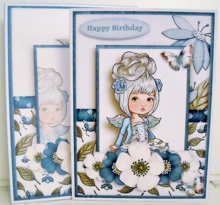 Blue Flower Dream Girl Topper Card Kit 1291 by Pam Stubley