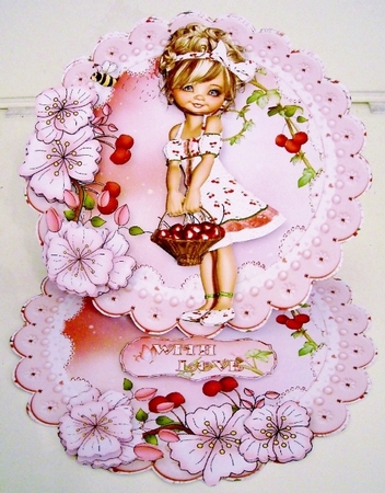 Sweet Little Cherry Picker Scalloped Round Easel Card Mini Kit by Pam Stubley
