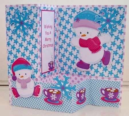 Z FOLD CARD - SKATING SNOWMEN by Pam Stubley