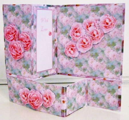 Z FOLD CARD - PINK ROSES by Pam Stubley