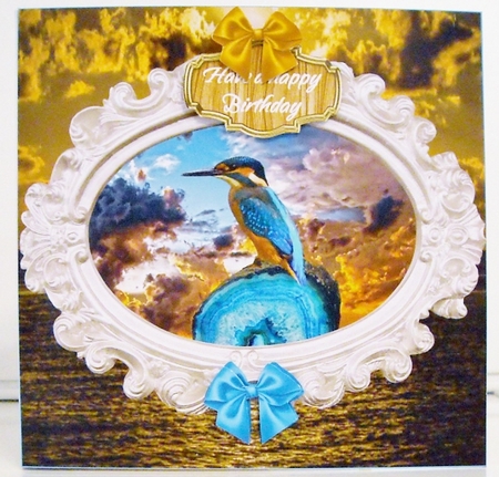 KINGFISHER AT SUNSET 2 BIRTHDAY / FATHERS DAY /BLANK SENTIMENTS by Pam Stubley
