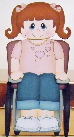 3D On the Shelf Card Kit - Cute Little Girl Raychel is a Wheelchair User by Pam Stubley