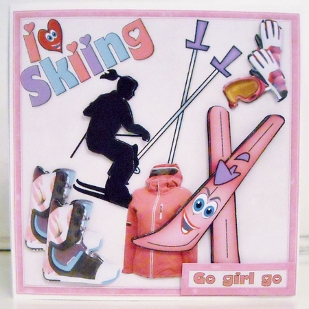 7x7 smiling because I love skiing female mini kit by Pam Stubley