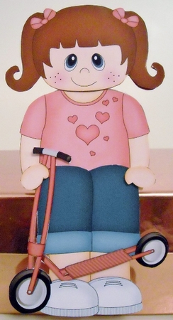 3D On the Shelf Card Kit - Cute Little Girl Kellie has a Toy Scooter by Pam Stubley