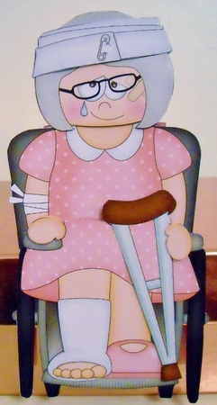 3D On the Shelf Card Kit - OOps Ouch Old Lady Rowen has had an Accident by Pam Stubley