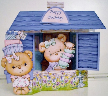 3D COTTAGE BIRTHDAY BEARS 7.5 Card Kit by Pam Stubley