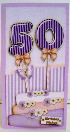 Vintage DL 50th Purple Birthday Topper Cardkit 1294 by Pam Stubley