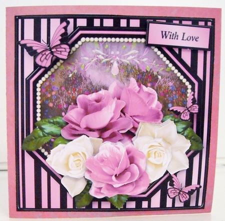 Pink Roses Decoupage Card Mini Kit by Pam Stubley