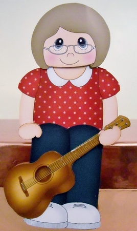 3D On the Shelf Card Kit - Older Lady Adrianne plays the Guitar by Pam Stubley