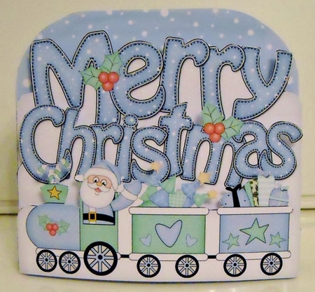 3D Pop Out Christmas Word Card Kit - MERRY CHRISTMAS  Santa Train by Pam Stubley