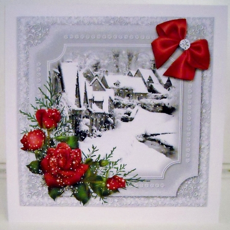 Winter Scene Red Floral 1 by Pam Stubley
