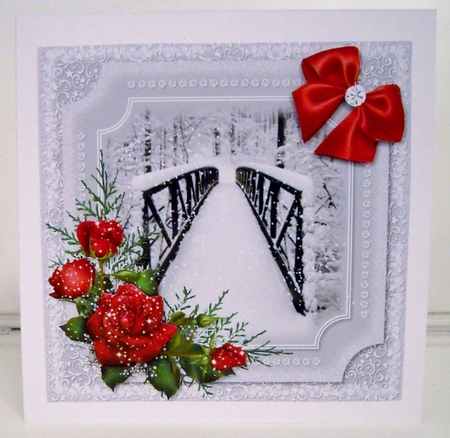 Winter Scene Red Floral 2 by Pam Stubley