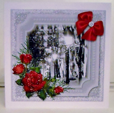 Winter Scene Red Floral 3 by Pam Stubley