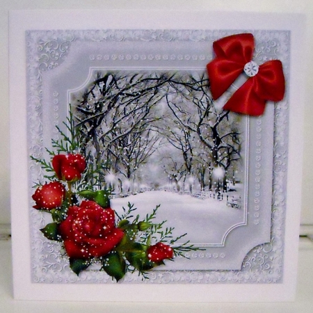 Winter Scene Red Floral 6 by Pam Stubley