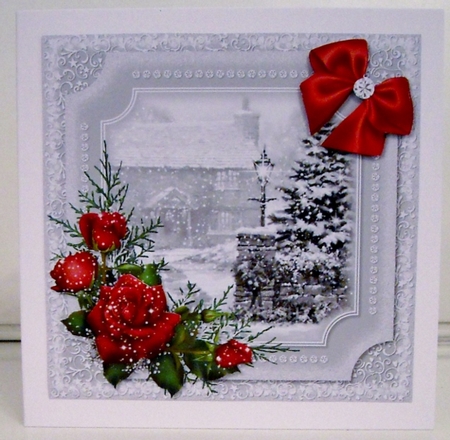 Winter Scene Red Floral 9 by Pam Stubley