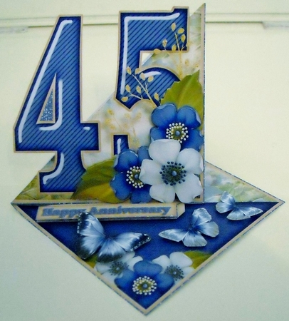 Vintage Easel 45th Birthday Anniversary Card Kit Sapphire 1178 by Pam Stubley