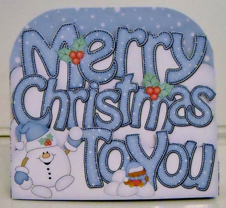 3D Pop Out Christmas Word Card Kit - MERRY CHRISTMAS TO YOU  Snowball Sam by Pam Stubley