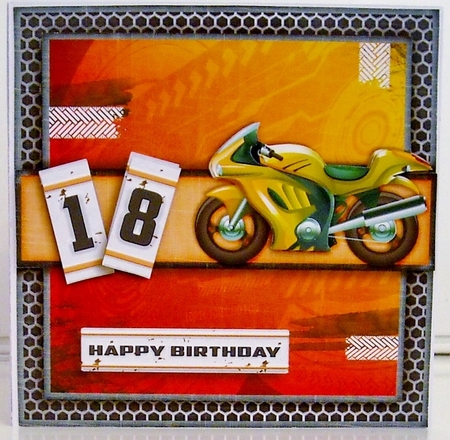 Motorbike Fan Card Topper Card Kit 1297 red by Pam Stubley
