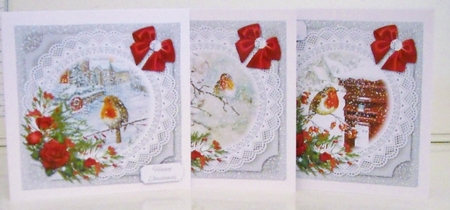 Robin Christmas Scene Toppers set of 10 + Insert by Pam Stubley