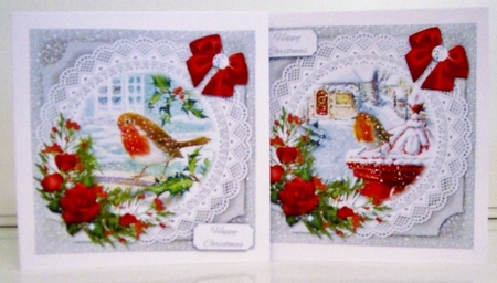 Robin Christmas Scene Toppers set of 10 + Insert by Pam Stubley