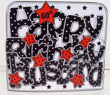 3D Happy Birthday HUSBAND Stars with Ages 30 to 100 Pop Out Word Card by Pam Stubley