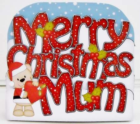 3D Pop Out Christmas Word Card Kit - Merry Christmas MUM with Cute Livvy Bear by Pam Stubley