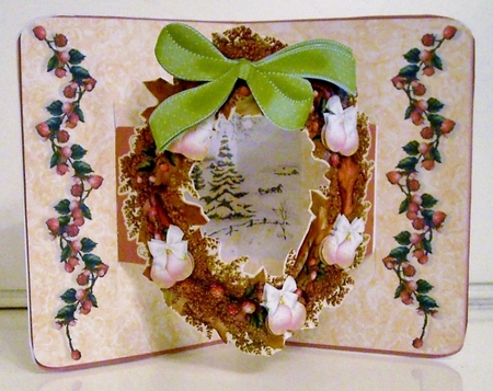 Pop-out Frame Cards - Raspberry Christmas Wreath by Pam Stubley