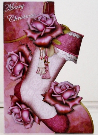 Shaped card Over The Edge Christmas Stocking by Pam Stubley