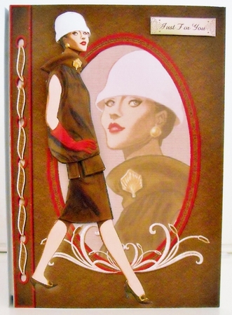 Art Deco Walking Suit Fashion Reflections Card Front & Decoupage by Pam Stubley