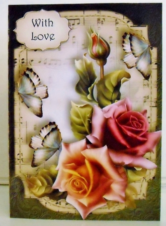 Sheet Music & Butterflies - Autumn Roses A5 by Pam Stubley