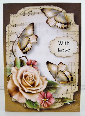 Sheet Music & Butterflies - Champagne Roses by Pam Stubley