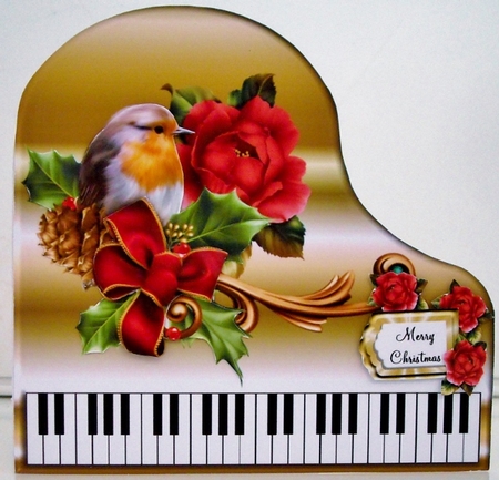Baby Grand Piano - Gold 4 - The Christmas Robin by Pam Stubley