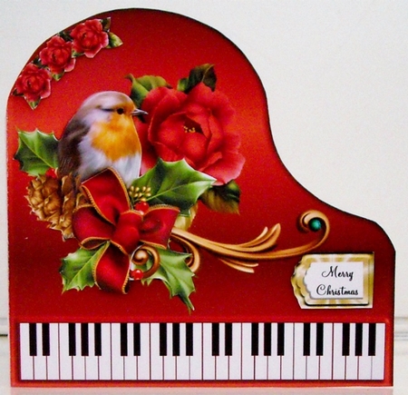 Baby Grand Piano - Red 4 - The Christmas Robin by Pam Stubley
