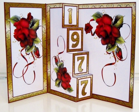 4 step pop-up  Red Roses Birthday by Pam Stubley