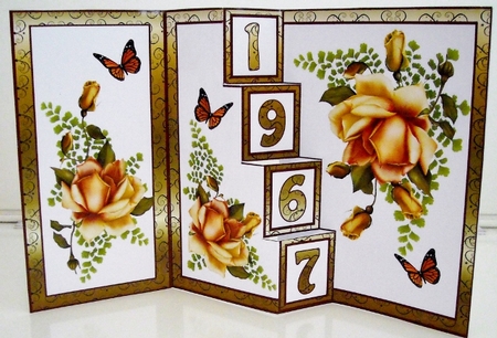 4 step pop-up  Yellow Roses Birthday 1967 by Pam Stubley
