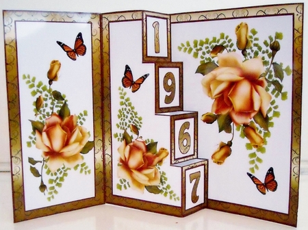 4 step pop-up  Yellow Roses Anniversary1967 by Pam Stubley
