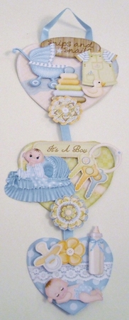Our Little Miracle Boy Hanging Hearts Trio by Pam Stubley