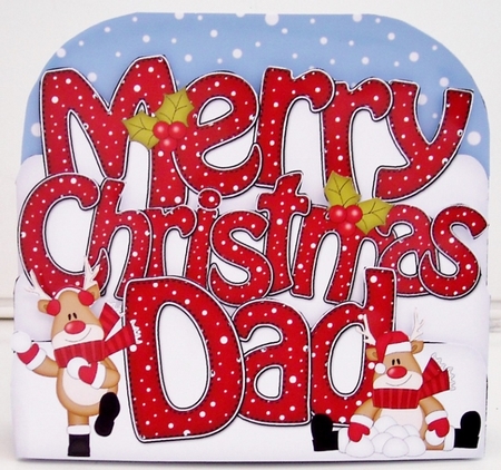 3D Pop Out Christmas Word Card Kit - Merry Christmas DAD with Rudolph by Pam Stubley