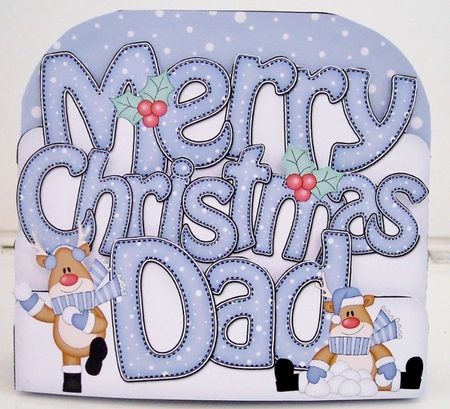3D Pop Out Christmas Word Card Kit - Merry Christmas DAD with Rudolph by Pam Stubley