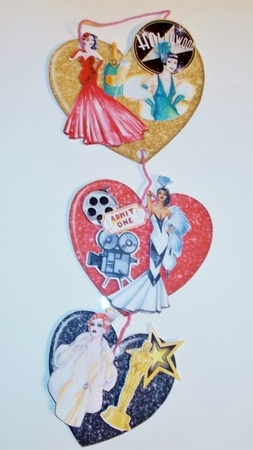 Hooray for Hollywood Hanging Hearts Trio by Pam Stubley