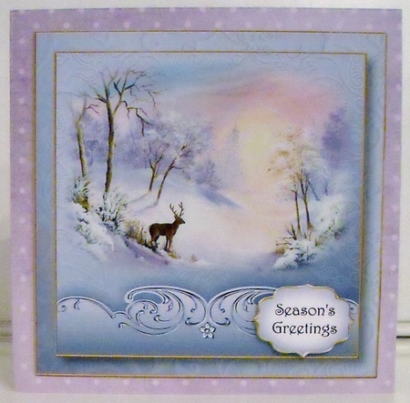Watercolour Christmas - A Deer In The Snow 8x8 by Pam Stubley