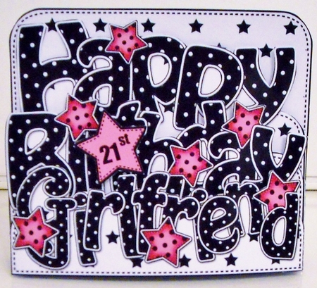 3D Happy Birthday GIRLFRIEND Stars with Ages 13 to 21 Pop Out Word Card Kit by Pam Stubley
